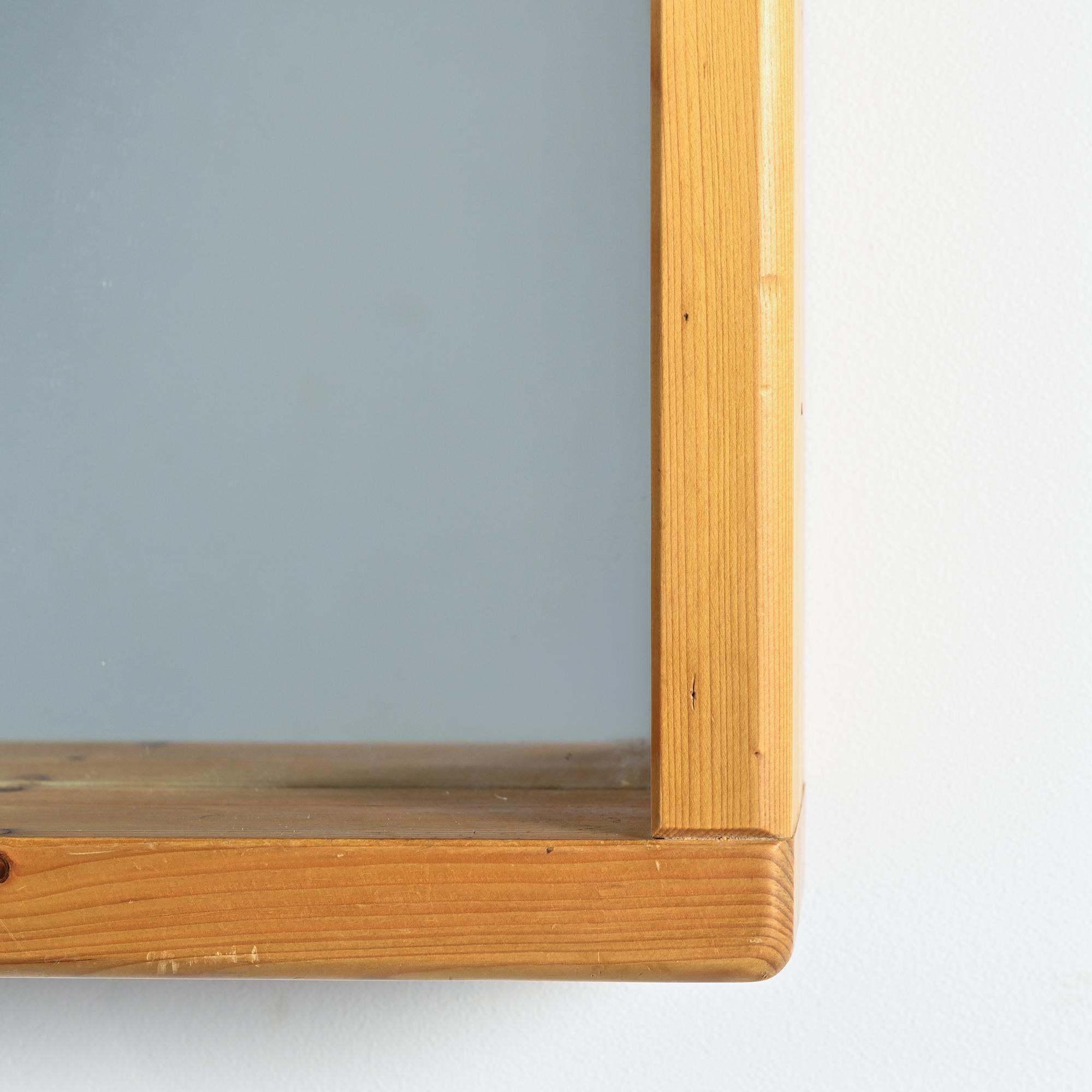 Solid pine mirror, Les Arcs, France, circa 1970