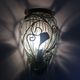 Pair of wall light cage in blown glass green color and wrought iron. Murano style. Year 80