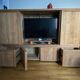 Tv unit with shelves and storage in solid teak