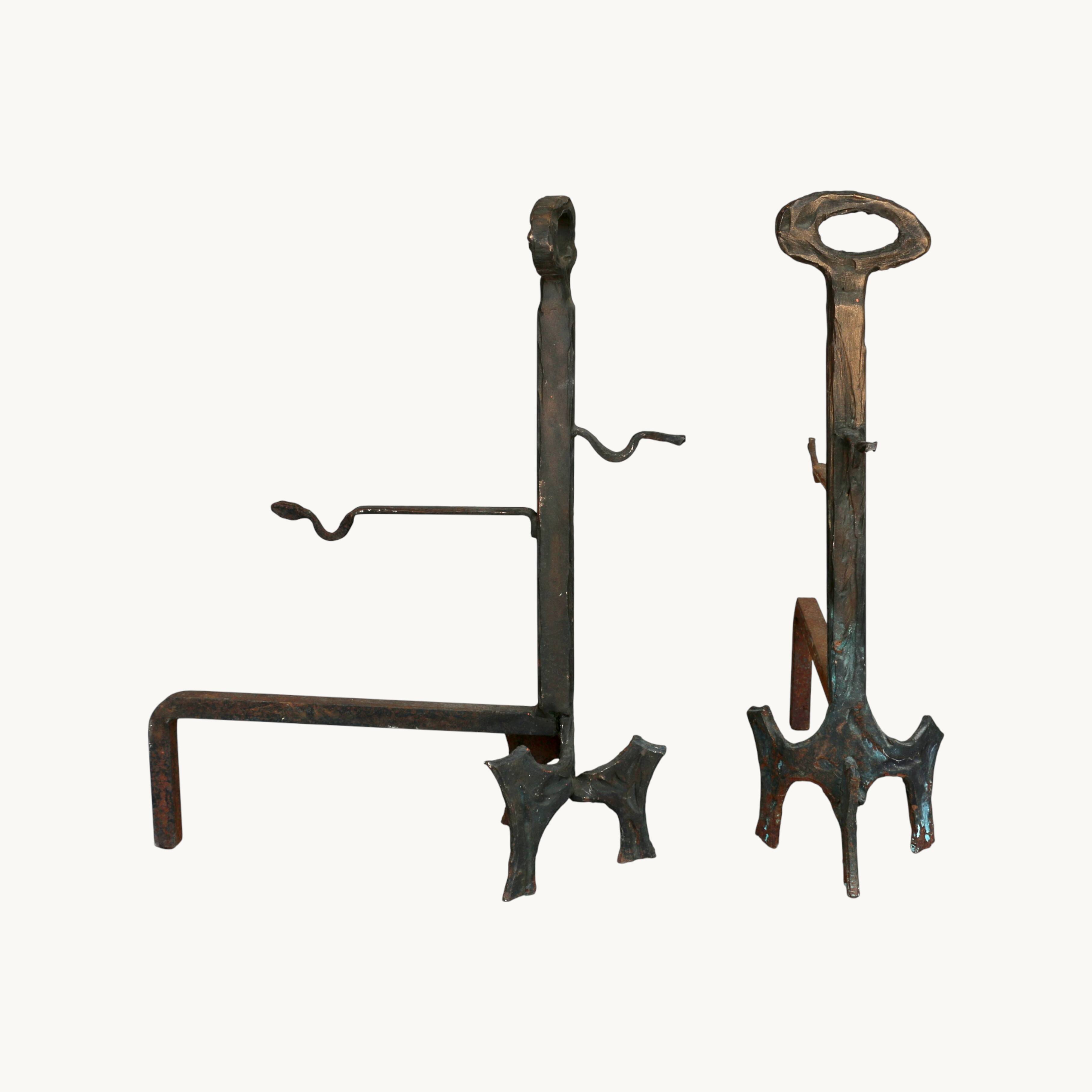 A pair of andirons, Italy 1950s.