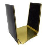 Vintage bookends, black leather and brass