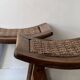 Stool / side table in wood and rope, France 1950