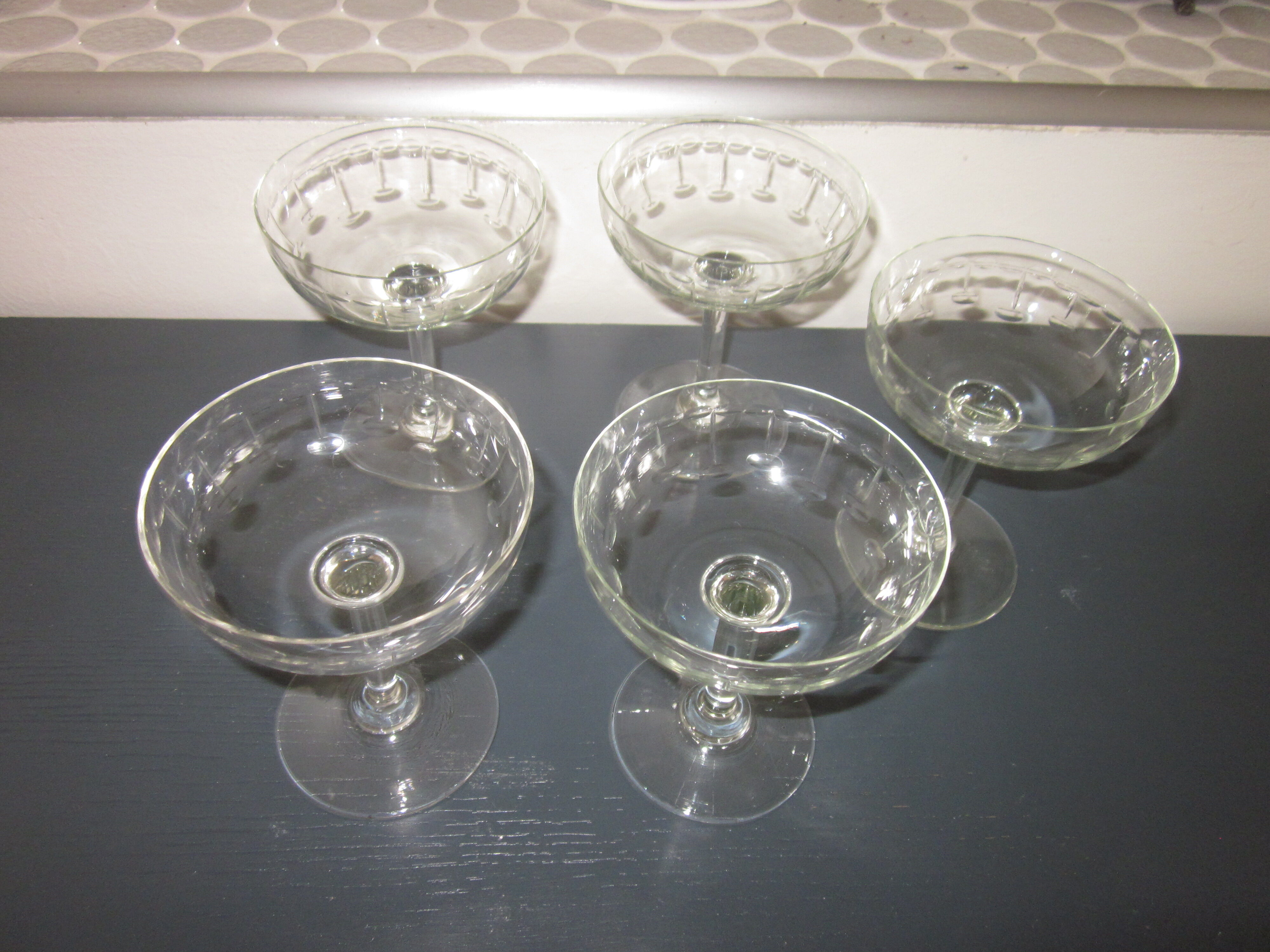 5 antique champagne cups