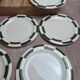 Set of 10 dessert plates Salins – Opaceline Jamier Green – vintage checkered