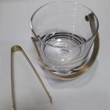 Ice bucket, ice cubes and its vintage pliers