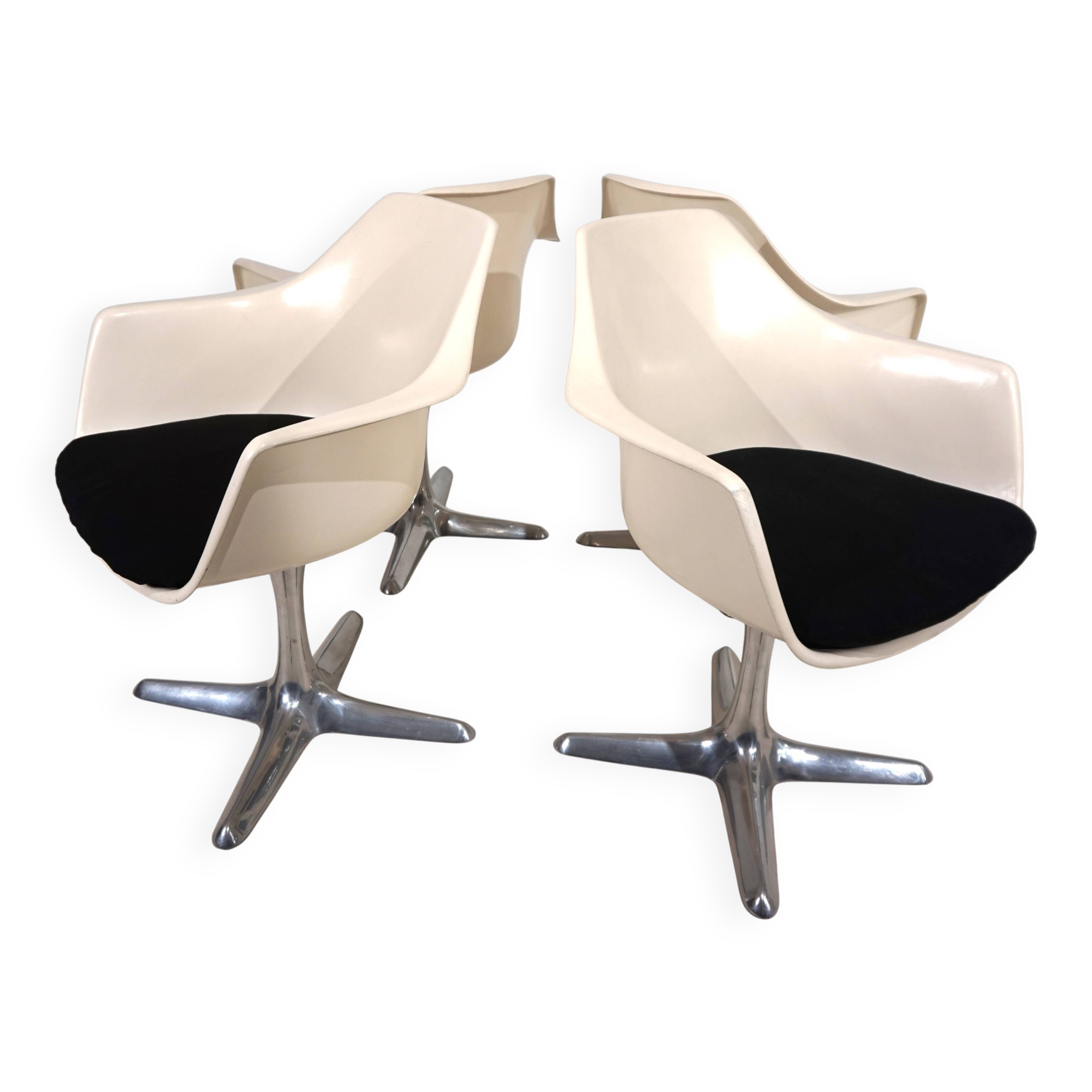 Ensemble de quatre chaises de salle à manger Arkana 116 par Maurice Burke, 1960