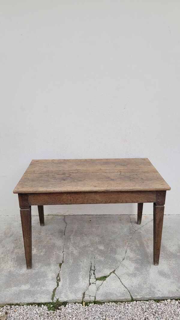 Table de ferme rustique ancienne en chêne massif 19ème -1m12