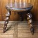 Charles Dudouyt style tripod milking stool vintage twisted wood #a583