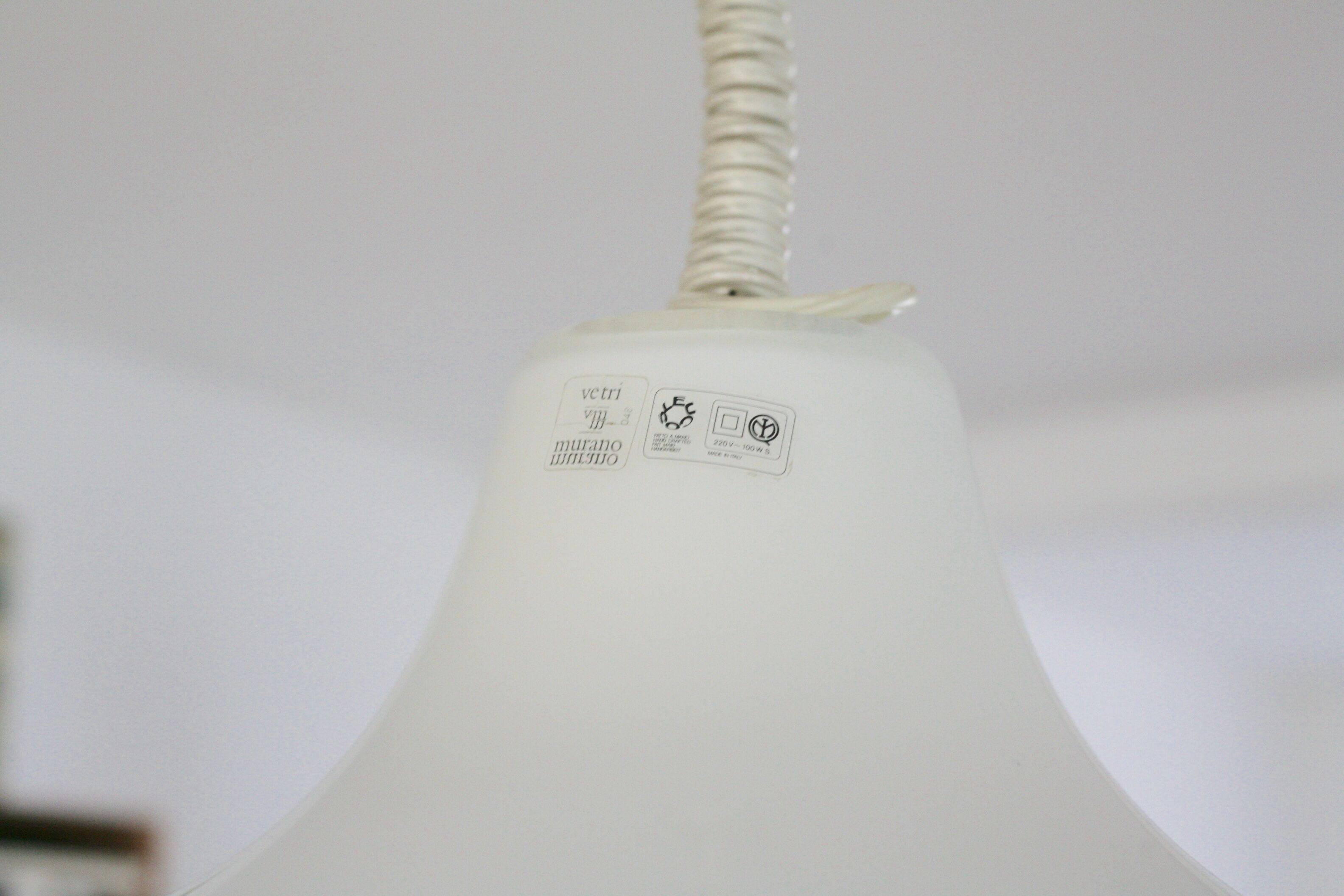 Pair of Cinea suspensions, Leucos workshop, handmade in Murano, design Giusto Toso, circa 197