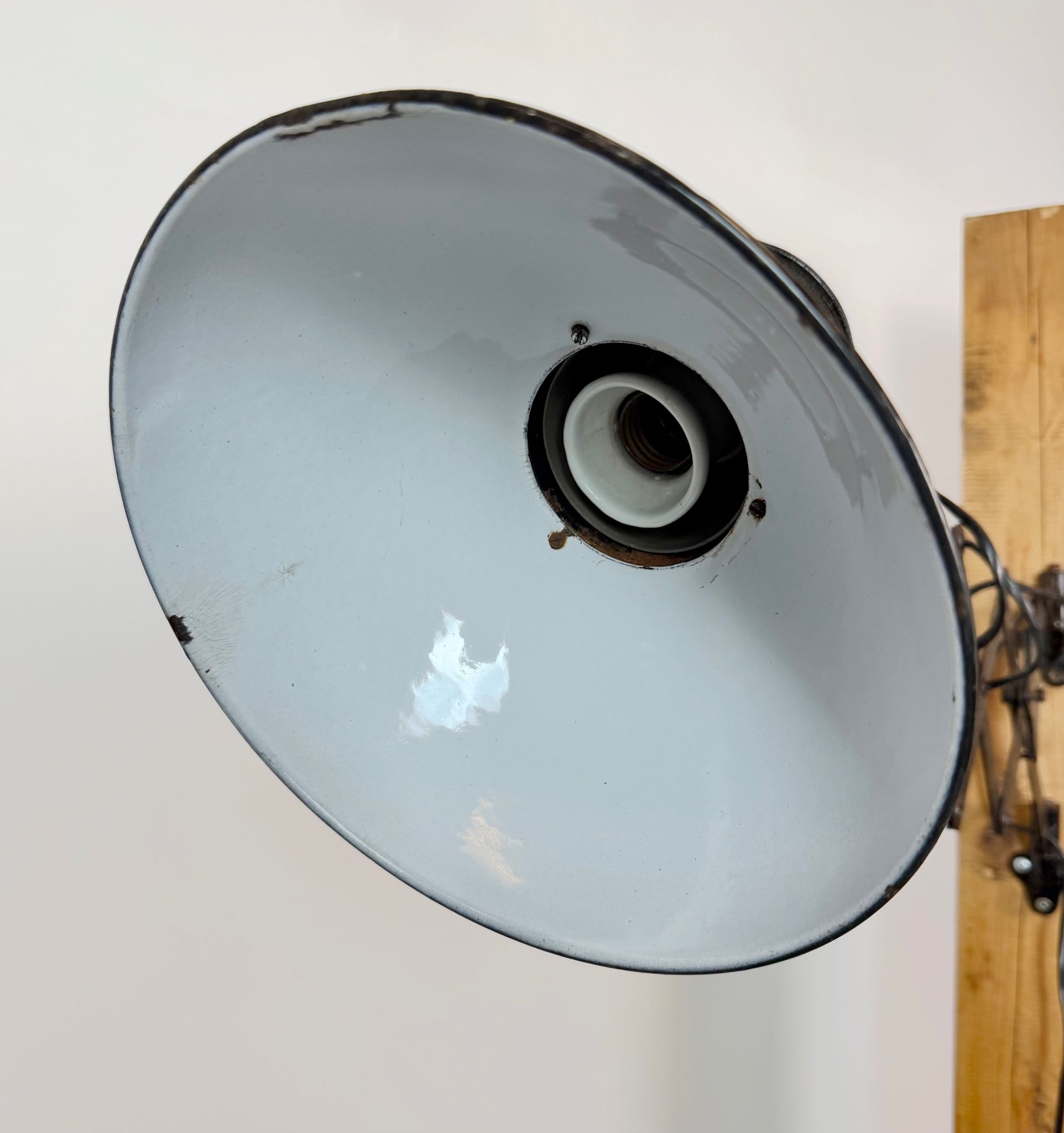 Industrial Black Enamel Scissor Wall Lamp, 1950s