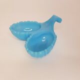 Saleron / serviteur en opaline bleue