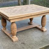 Art Deco extendable monastery table renovated in raw oak 250cm