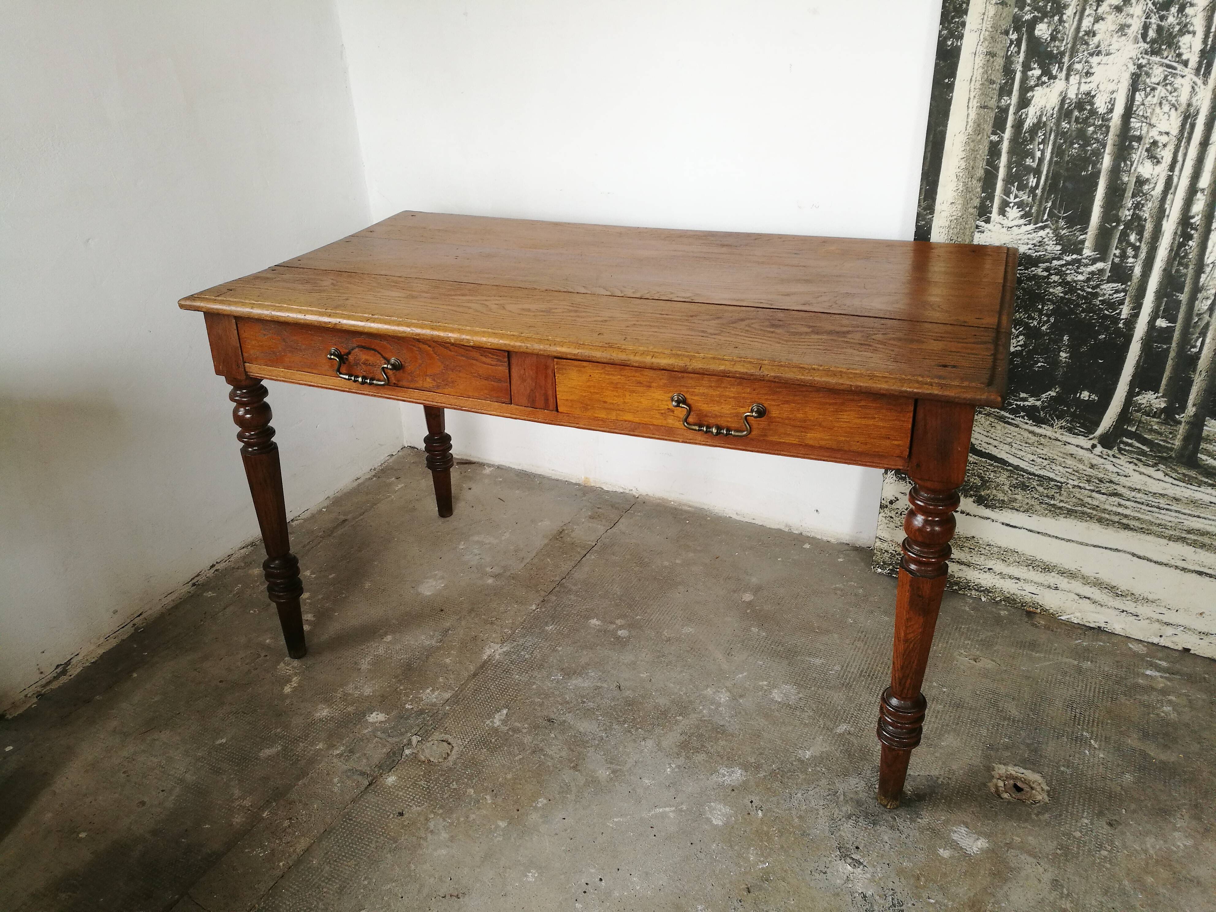 Oak farm table, wooden desk