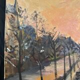 Geneviève chapront, snow boulevard saint-germain, signed oil on canvas