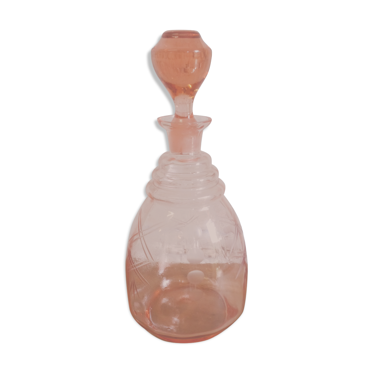 Carafe en verre gravé rose