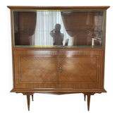 Vintage wooden and brass display cabinet
