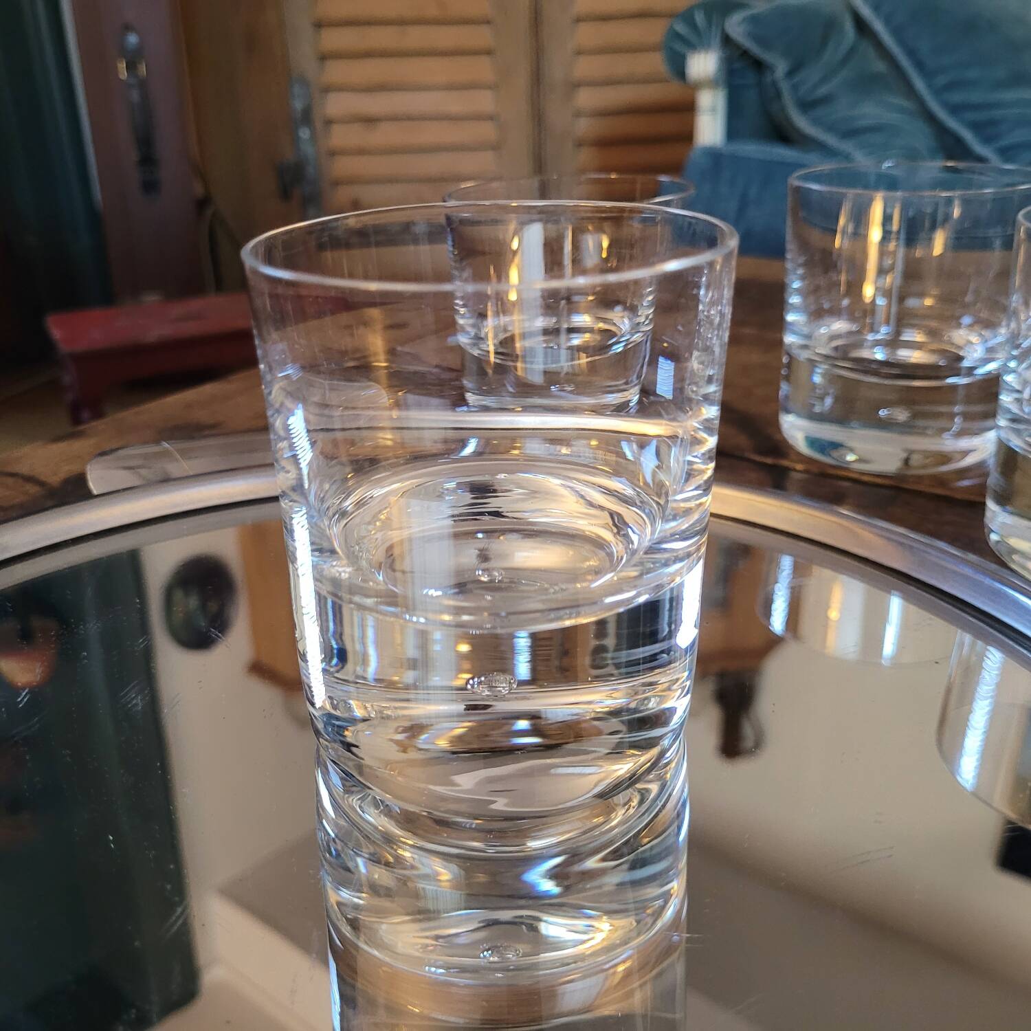 5 thick-bottomed bubble glasses – Scandinavian design, 1970s