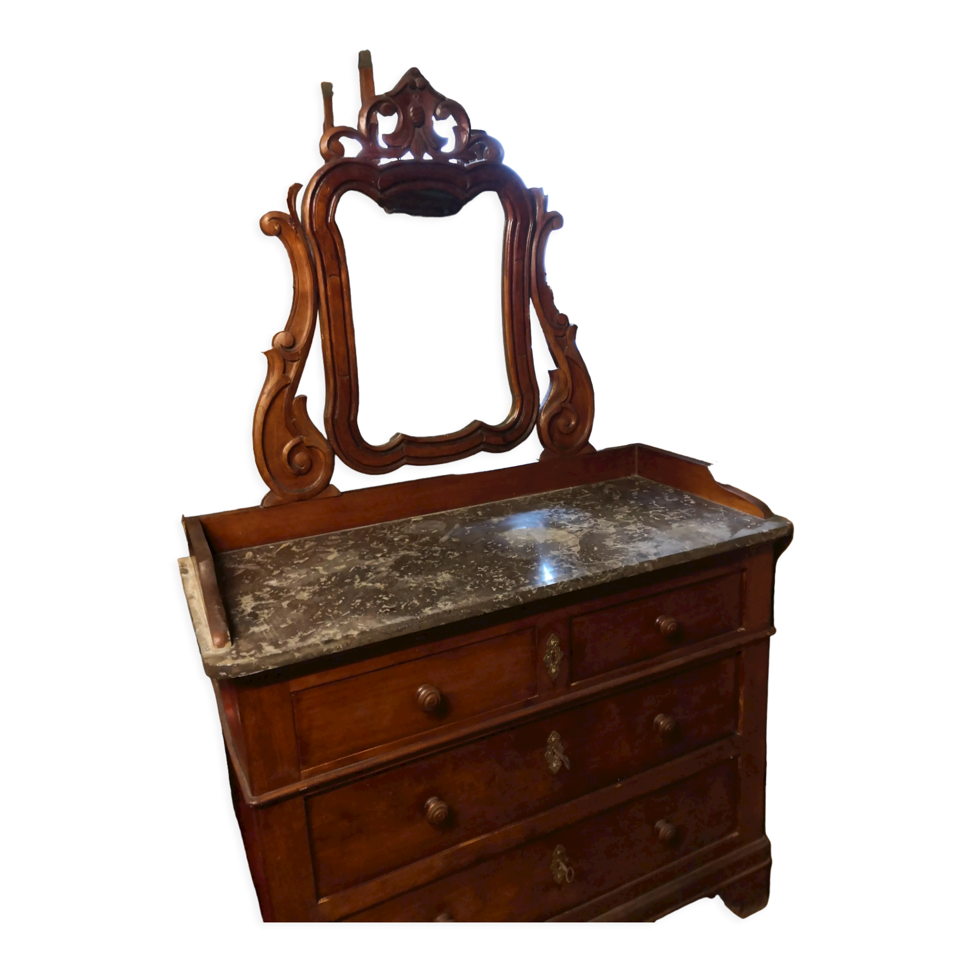 Coiffeuse Louis Philippe dessus marbre