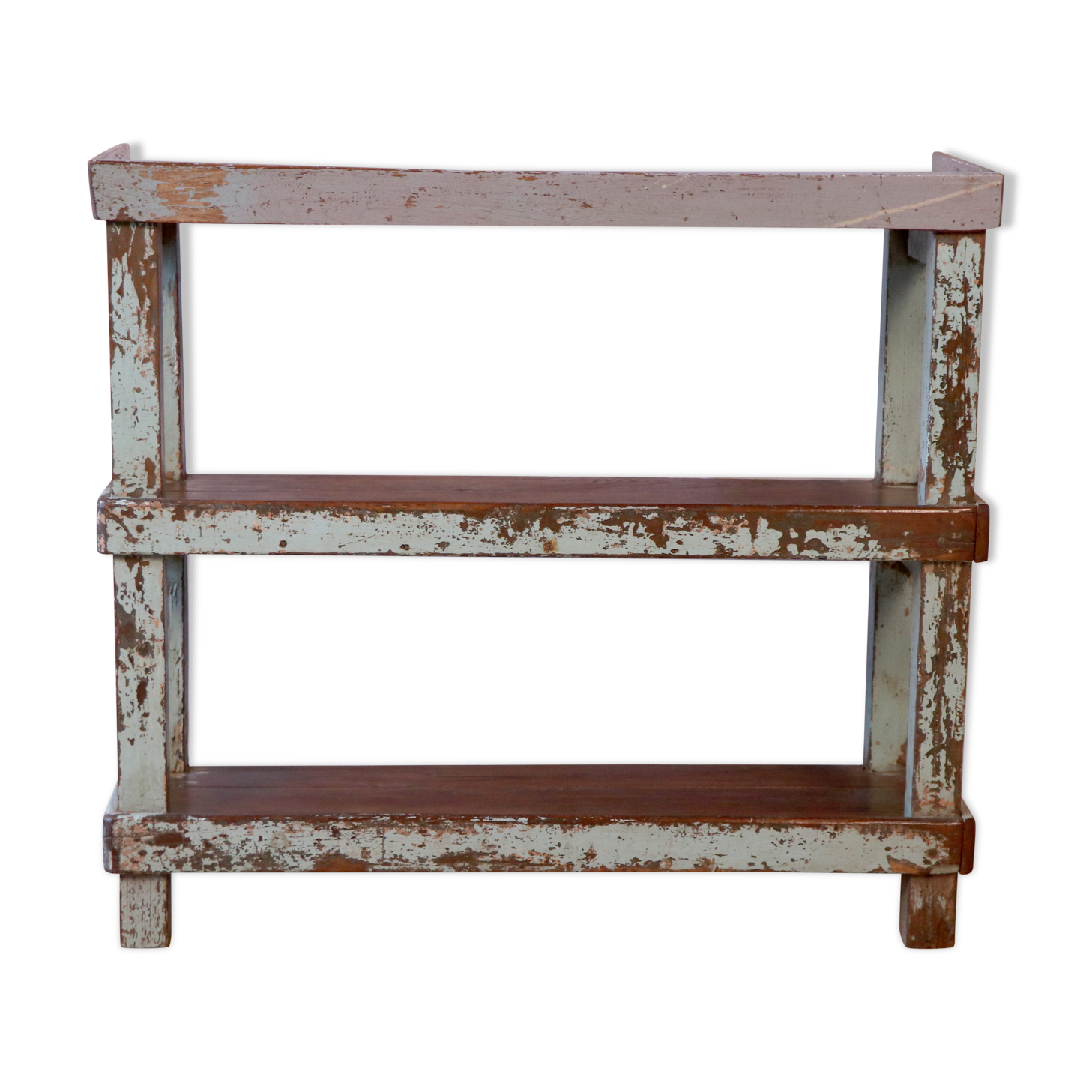 Old Burmese teak shelf blue-gray patina