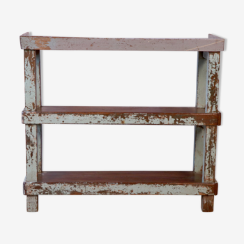 Old Burmese teak shelf blue-gray patina