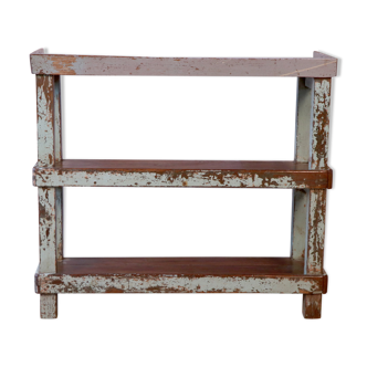 Old Burmese teak shelf blue-gray patina