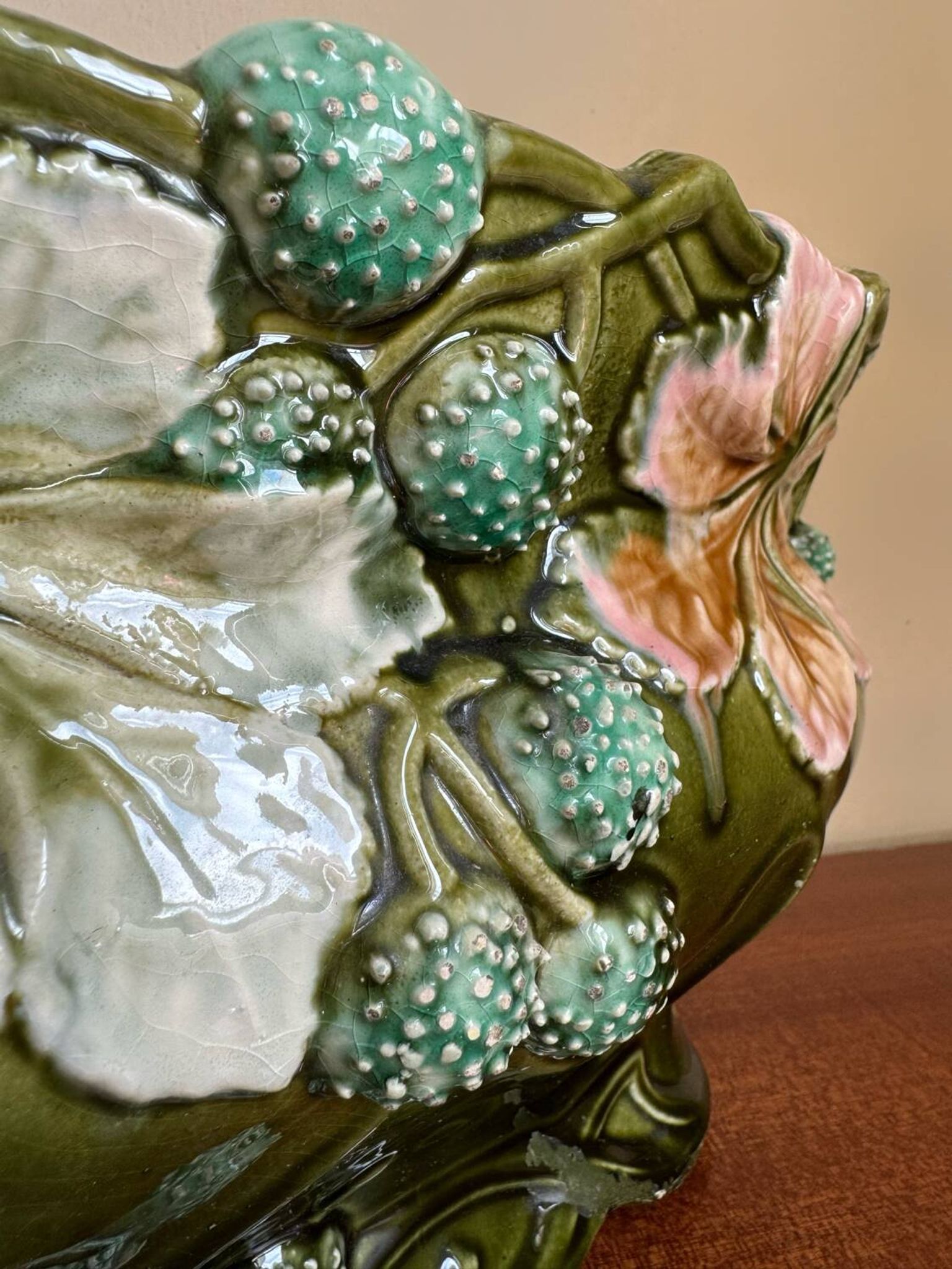 Old Art Nouveau majolica planter