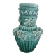 Vase ancien en barbotine bleu turquoise