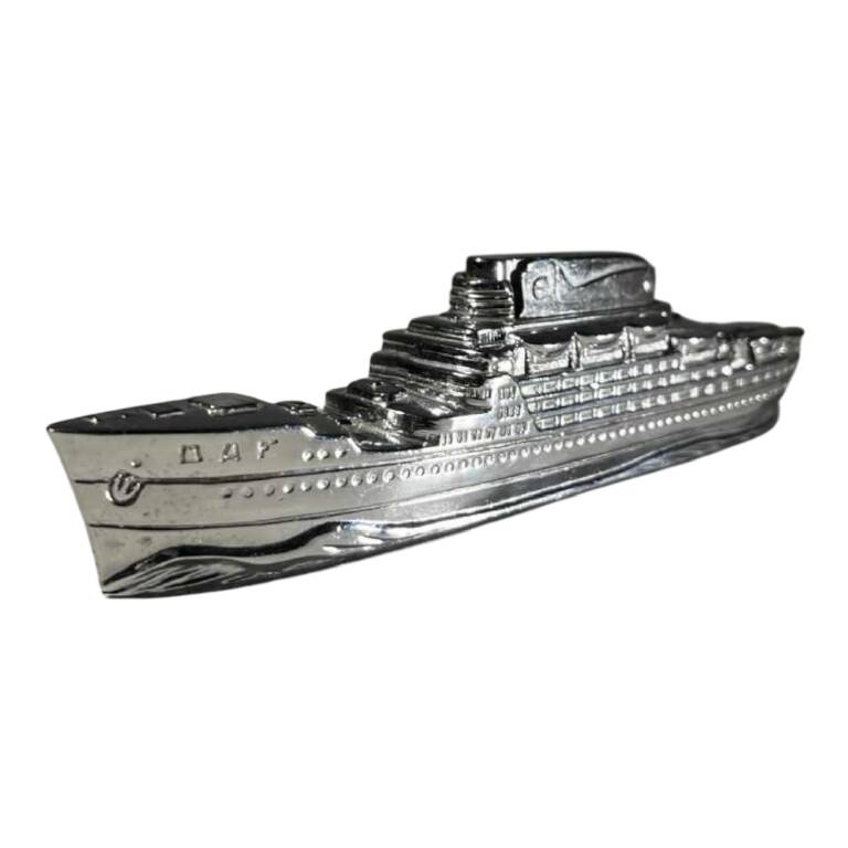 MTC Art Deco Table Lighter, Boat - Cruise Liner, Chrome Steel