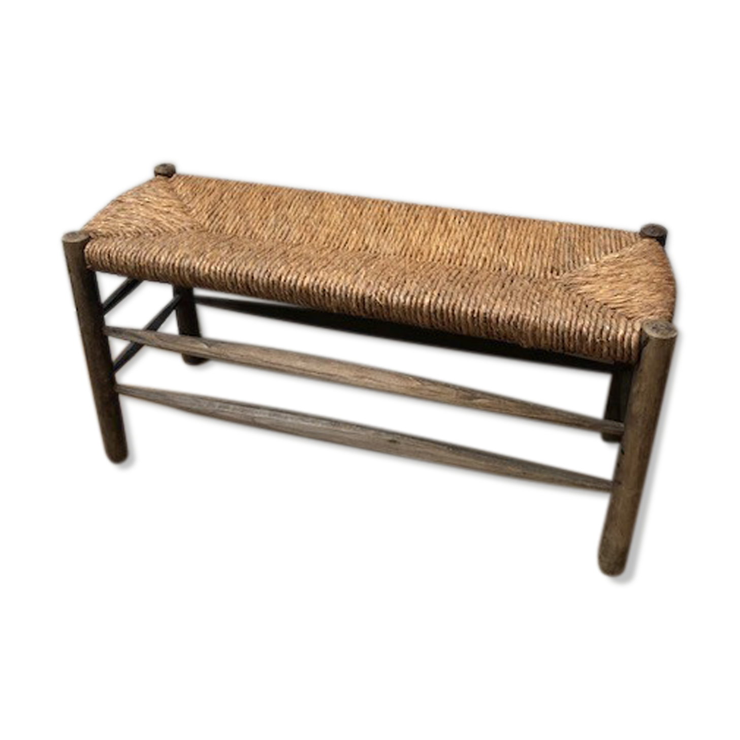 Wooden and straw bench