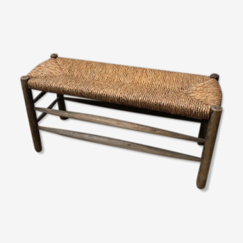 Wooden and straw bench