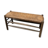 Wooden and straw bench