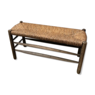 Wooden and straw bench