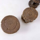 4 tabourets africains en bois sculpté