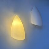 Pair of vintage white opaline wall lights, France 1970s