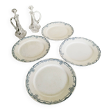 Set of 4 dinner plates in Sarreguemines Digoin earthenware, blue color, Vaucluse model
