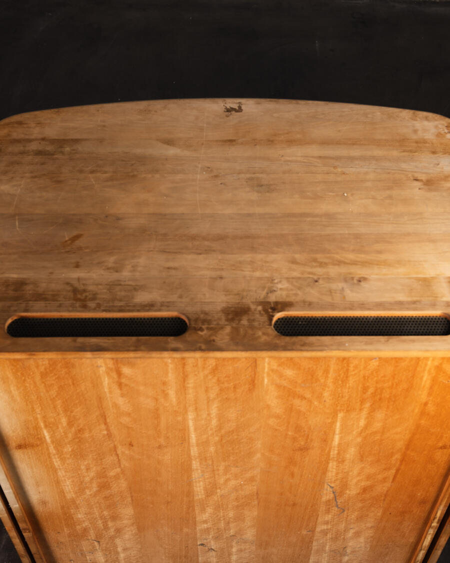 Grocery cabinet with curtain