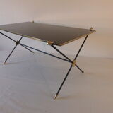 Black and brass glass coffee table