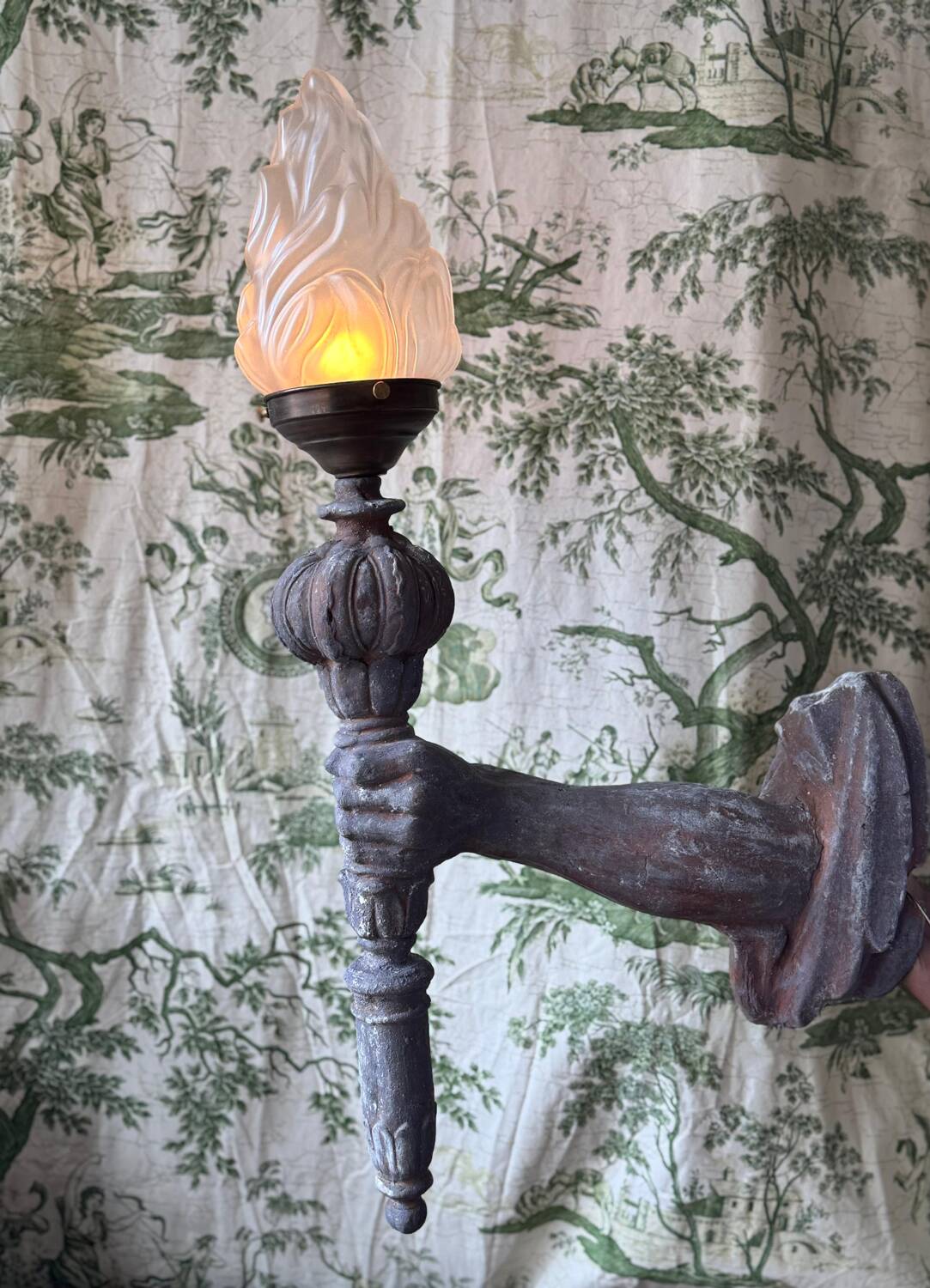 Rare and imposing wall light, torchiere mid-20th century