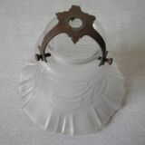 Ancienne tulipe globe abat jour de lustre lampe luminaire verre et griffe 11 cm