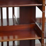 Large Antique Wooden English Book Carousel with Cast Iron Base