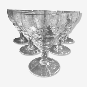 6 water glasses – guilloche blown crystal