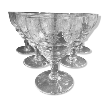 6 verres à eau – cristal soufflé guilloché