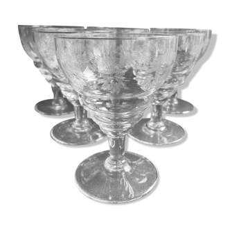 6 water glasses – guilloche blown crystal