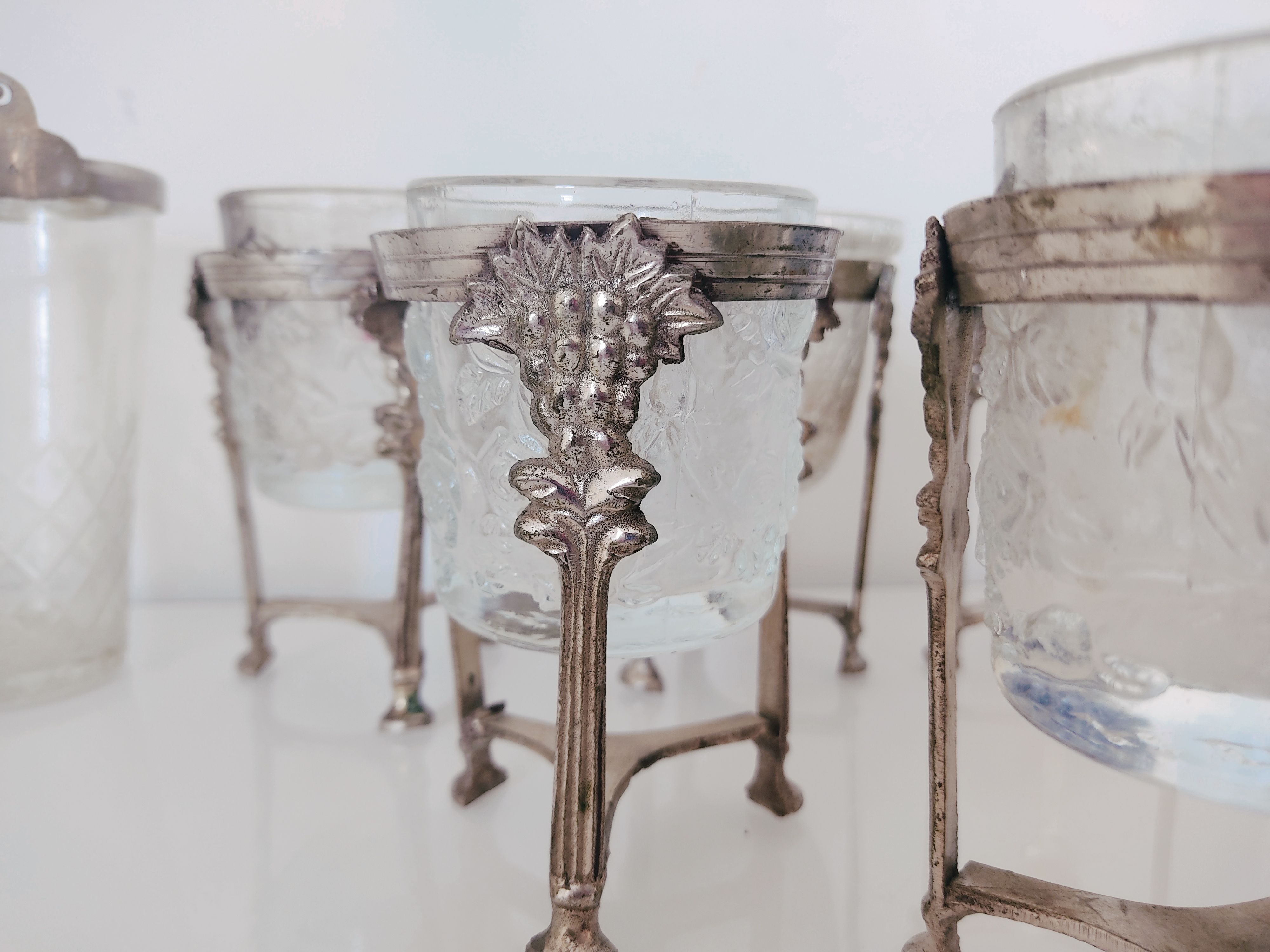Ensemble de 8 photophores verre et métal