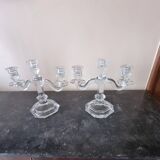 Pair of crystal candelabra, signed Baccarrat