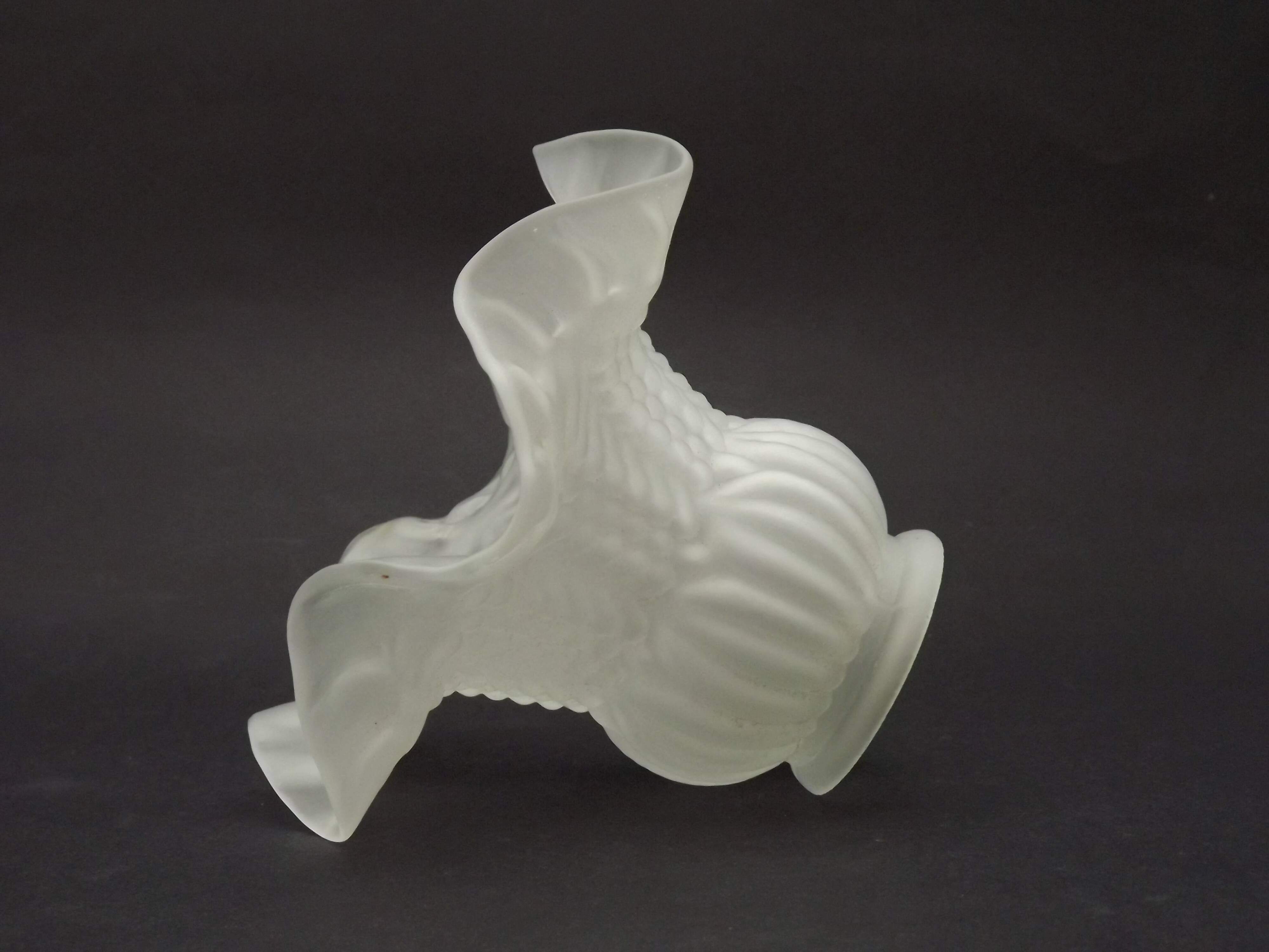 French vintage white opaque glass replacement shade with frilled edge.