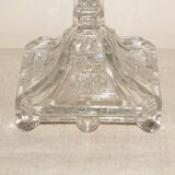 19th century candlestick in molded glass decorated with roses and lions