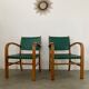 2 armchairs bridge vintage year 50 wood and vinyl