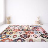 8x11 Vintage Multicolor Handmade Wool Kilim Rug, 254x348Cm