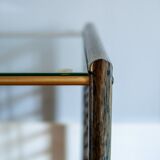 Vintage nesting tables in bamboo with glass top by Gallotti & Radice, 1970, set of 3.